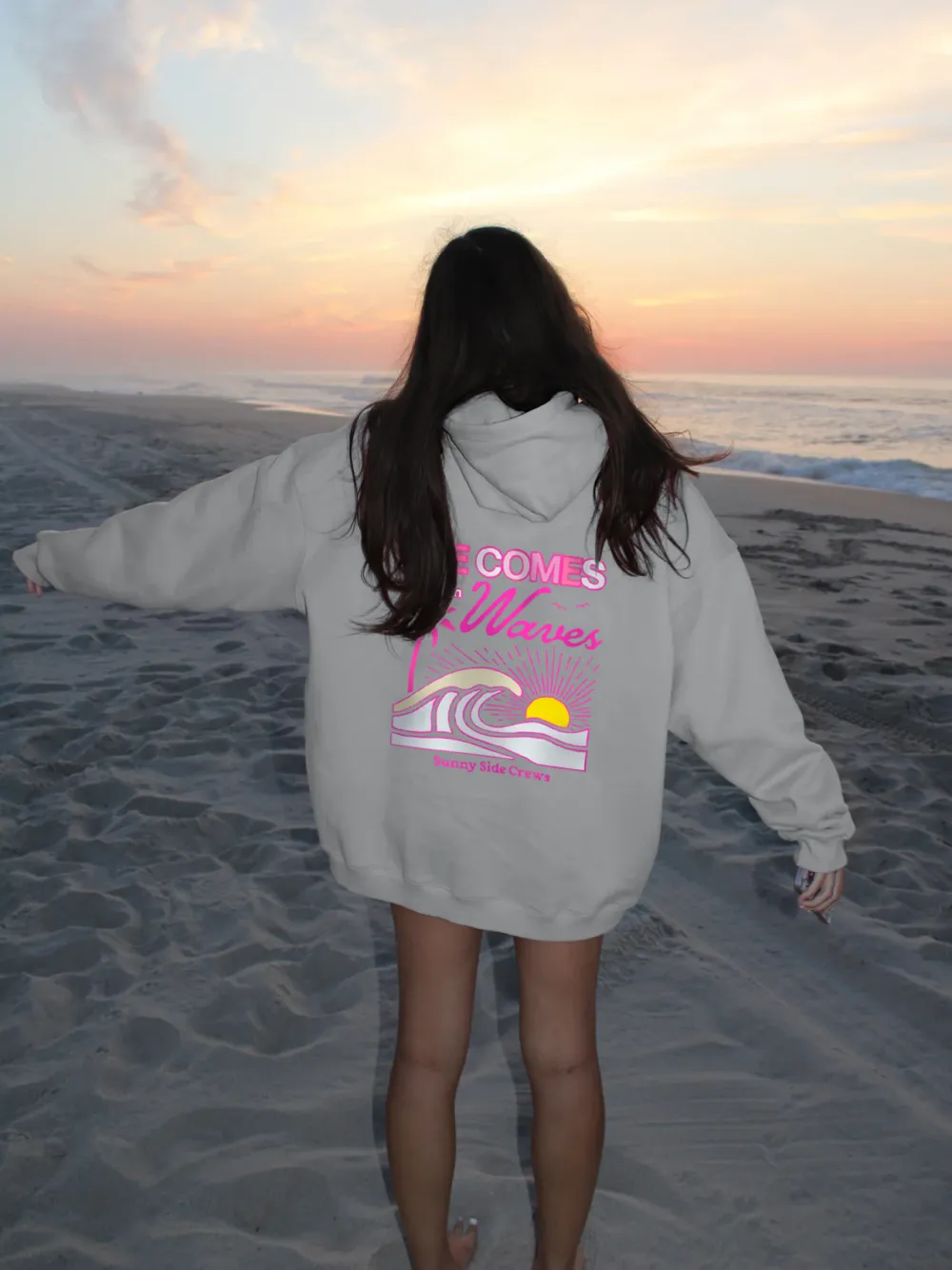 “Life Comes in Waves” Oversized Hoodie