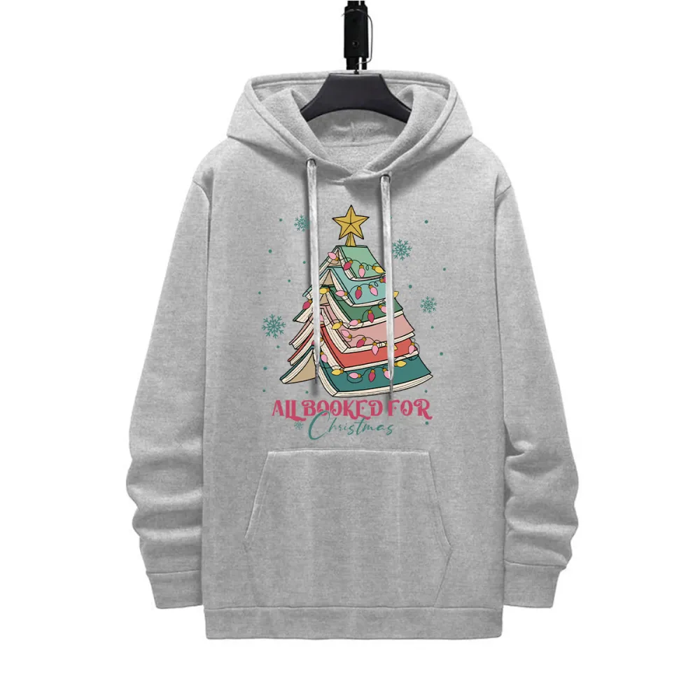 ALL BOOKED FOR CHRISTMAS PATTERN PRINTED HOODIE