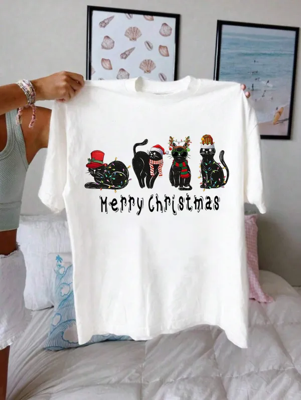 Kitty Santa Lady T-shirt