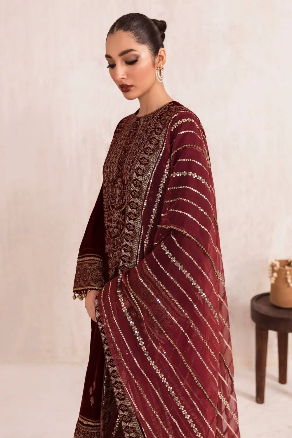 Embroidered Velvet Formal Sets