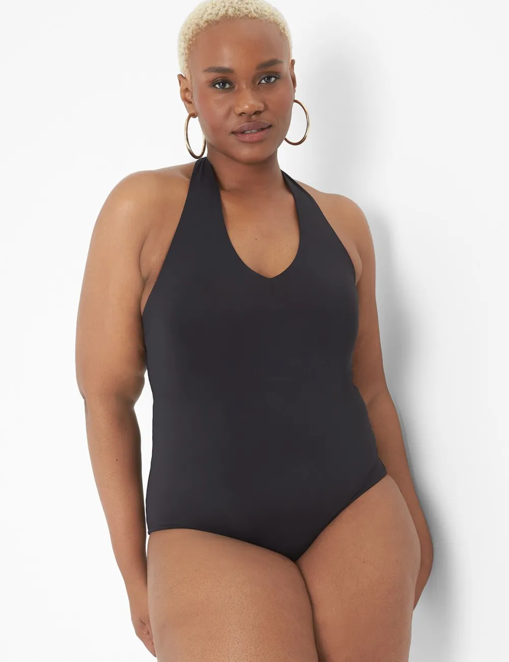 Fitted Double-Layer Halter Bodysuit