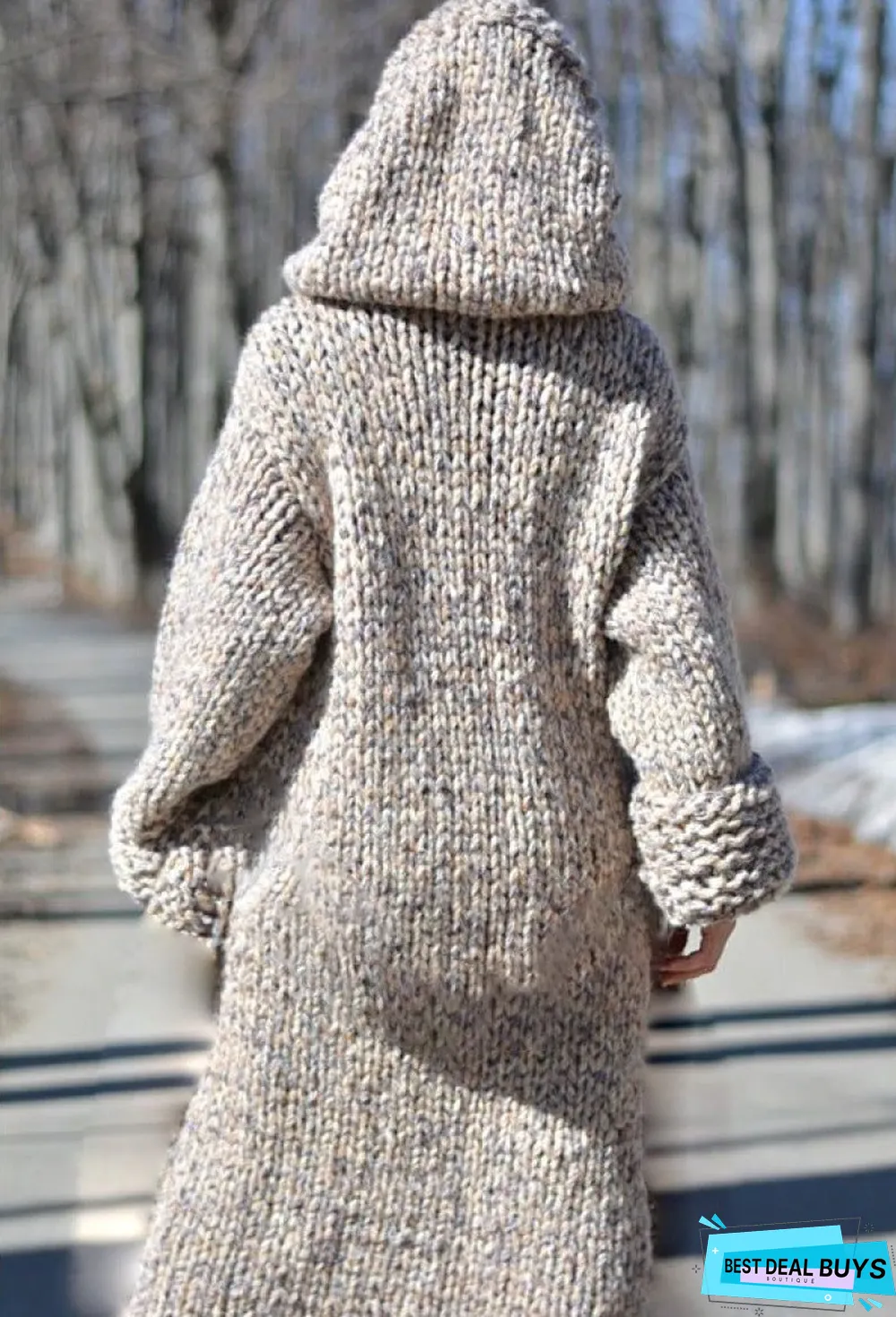 Chunky Knit Long Hooded Cardigan