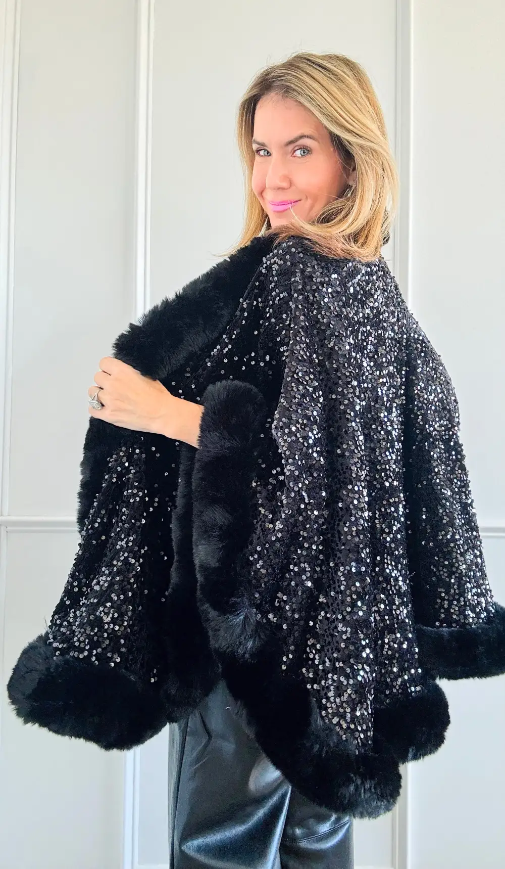 Enchanted Noir Sequin Cape