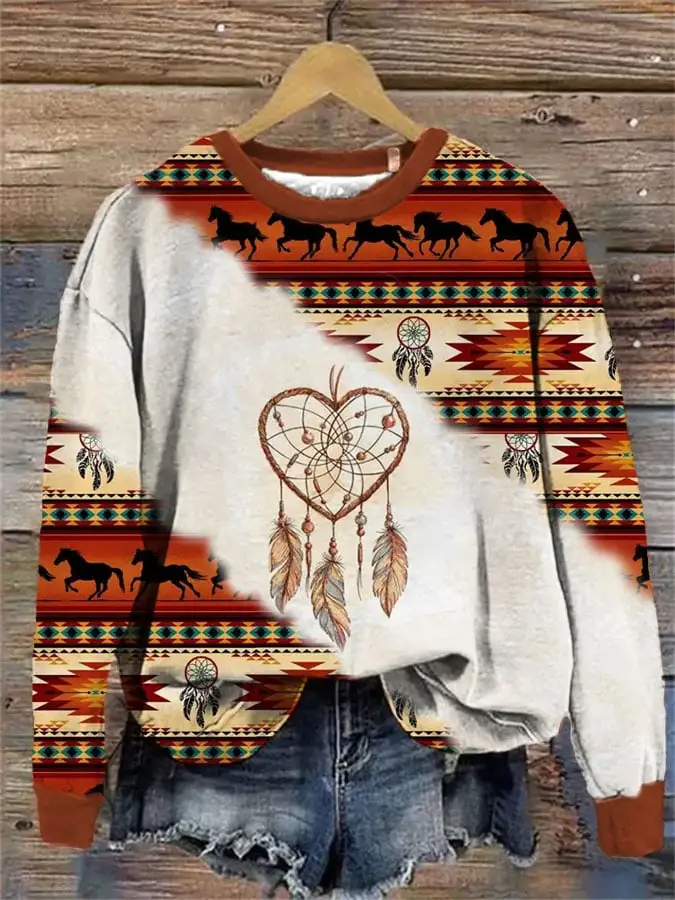 Women's Western Style Dream Catcher Print Sweatshirt