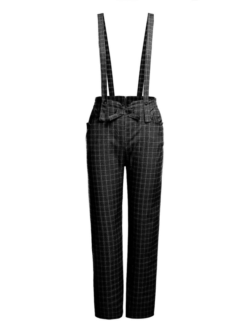 BLACK 1950S SOLID SUSPENDER PANTS