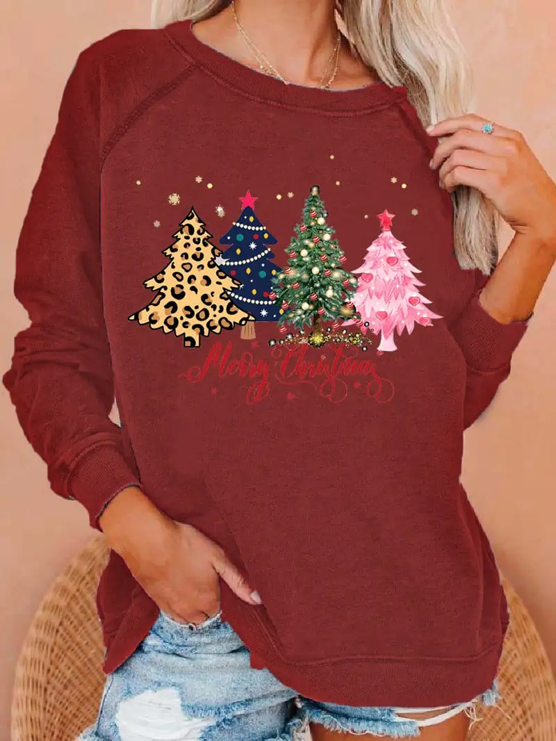 Women's   Tree Merry   Print Sweatshirt