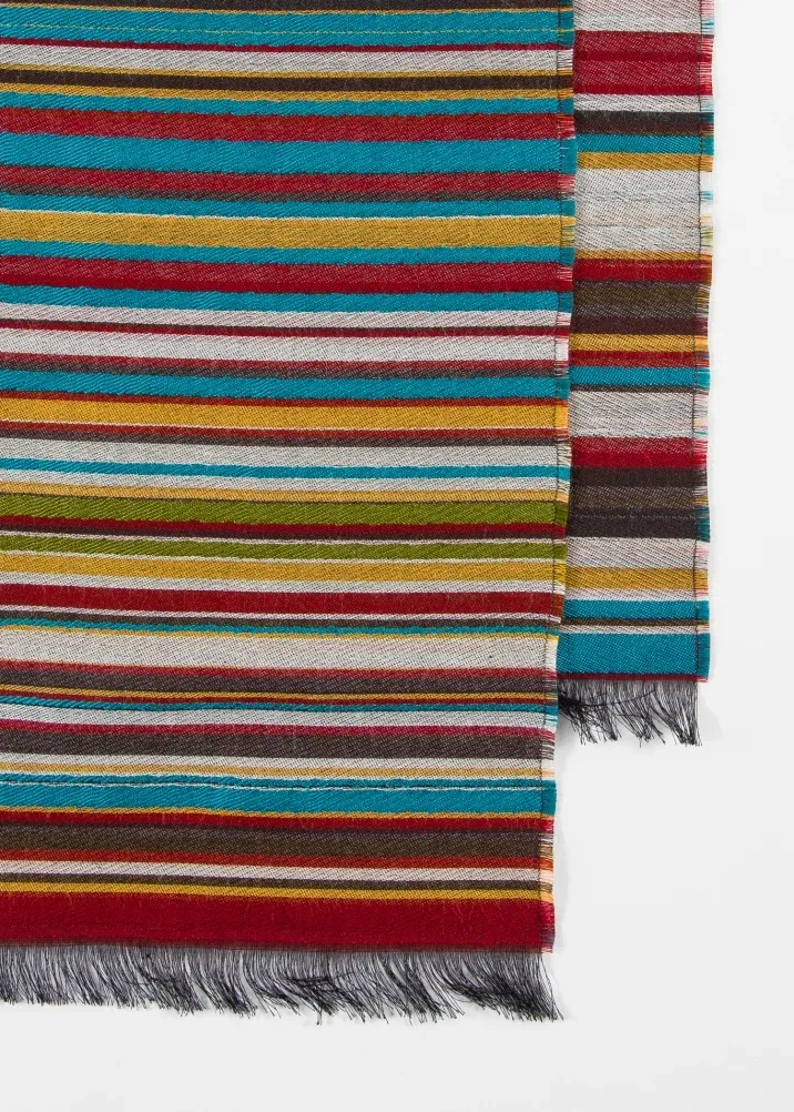 Multi signature striped jacquard scarf