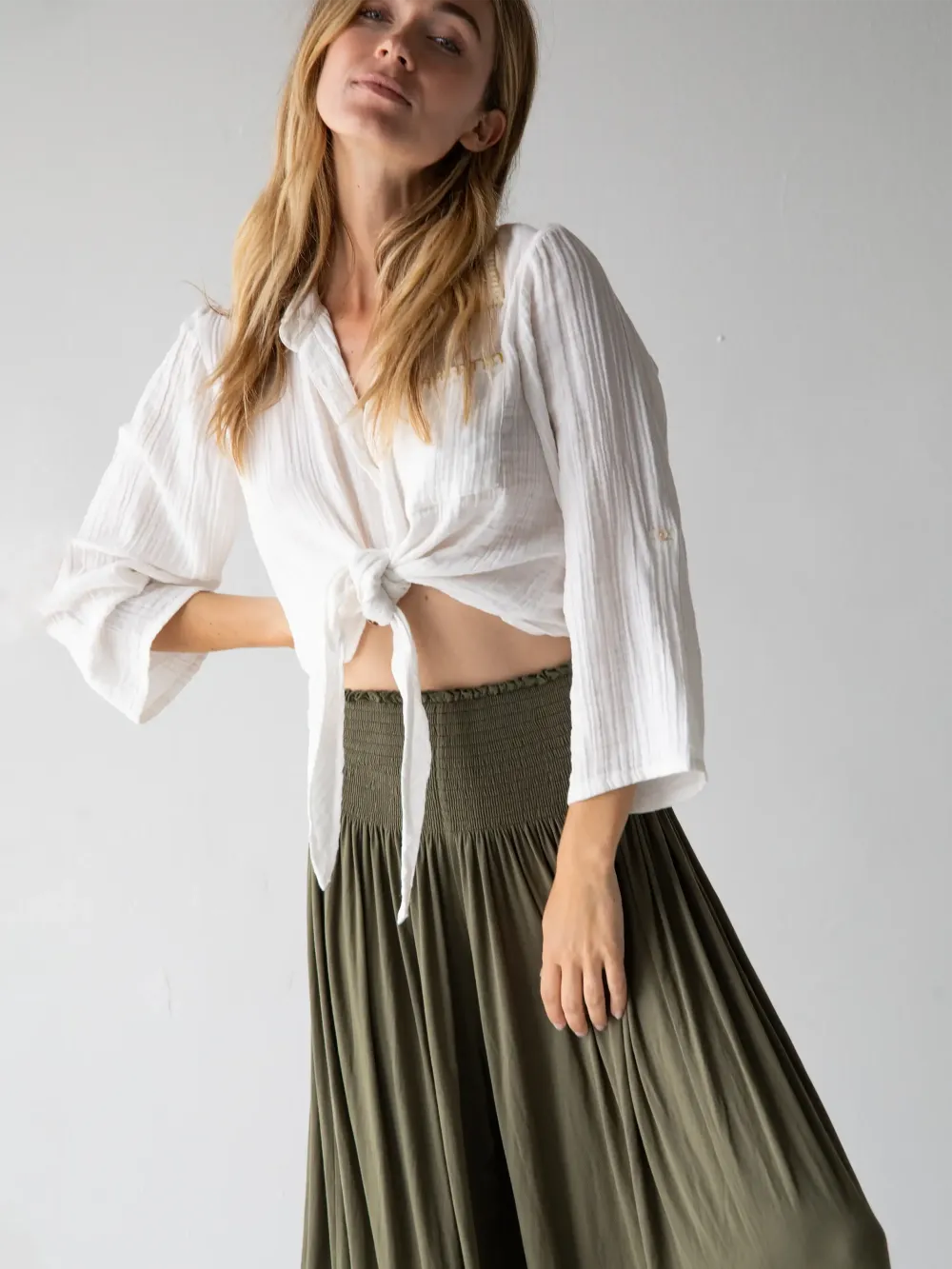 Make A Move Knit Palazzo Pant - Olive