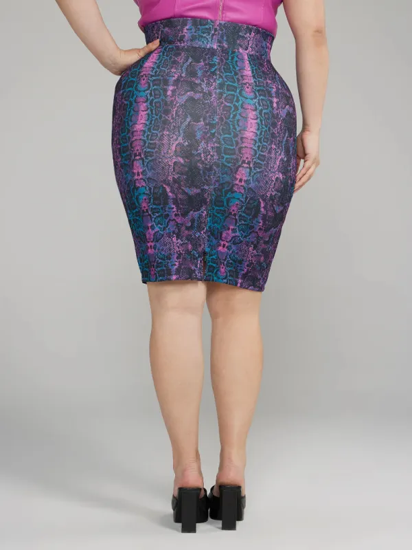 Snake Print Bodycon Pencil Skirt