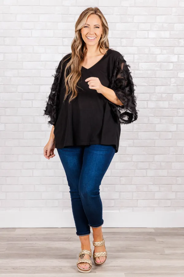 Feathered Delight Top, Black