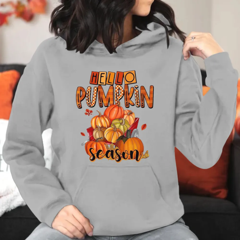 Hello Pumpkin Season Printed Hoodie