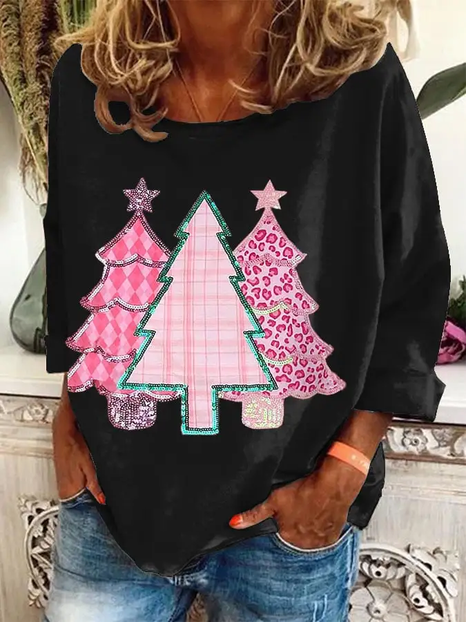 Women's Christmas Tree Print Sweatshirt