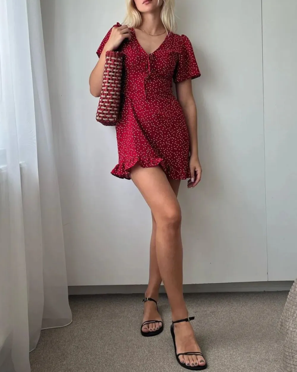 Red Polka Dot Chest Tie Dress