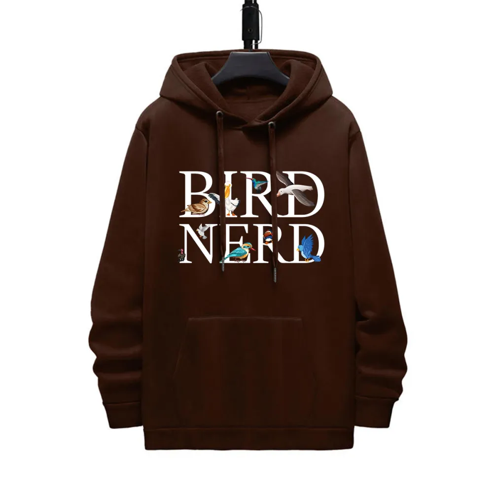 BIRD NERD PATTERN PRINTED HOODIE