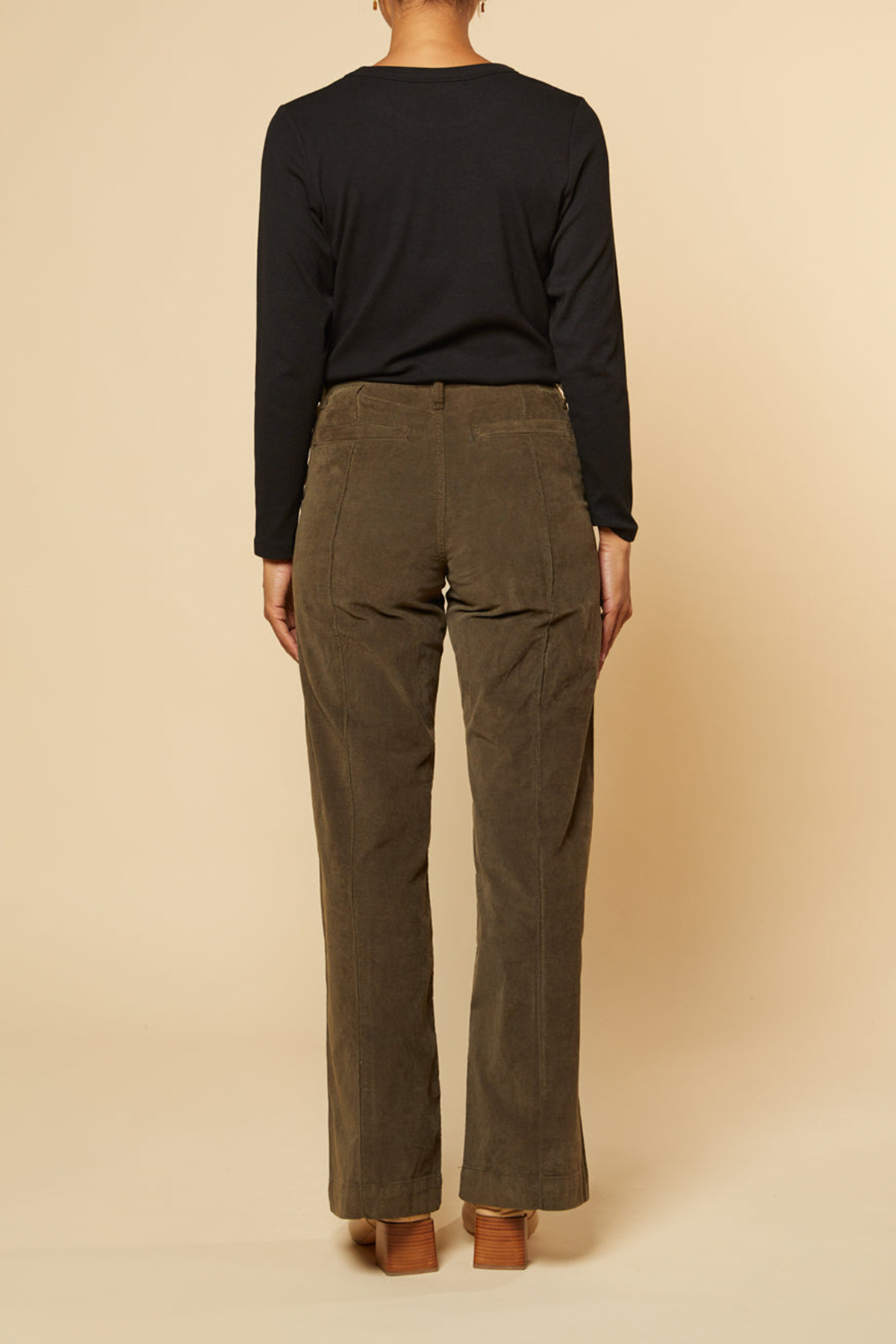 Adrift Wide Leg Brushed Cotton Pant in Olive