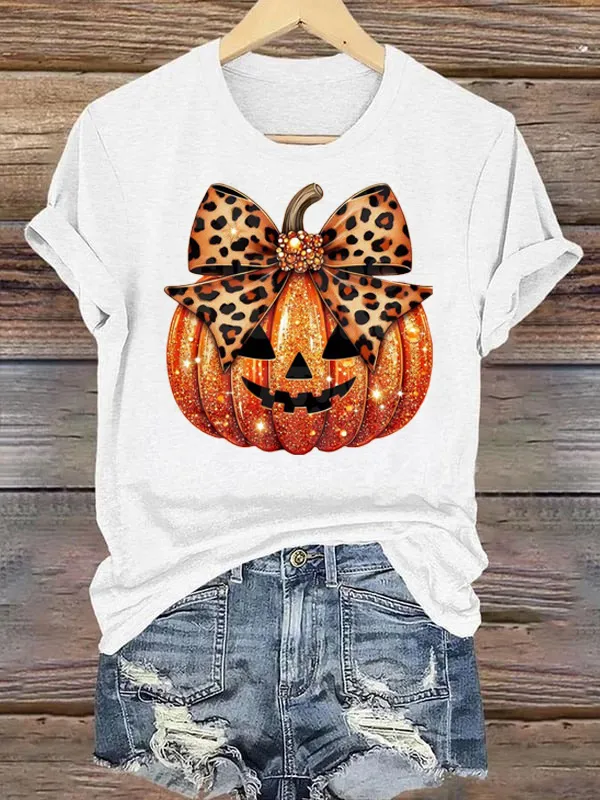 Halloween Leopard Pumpkin Tee