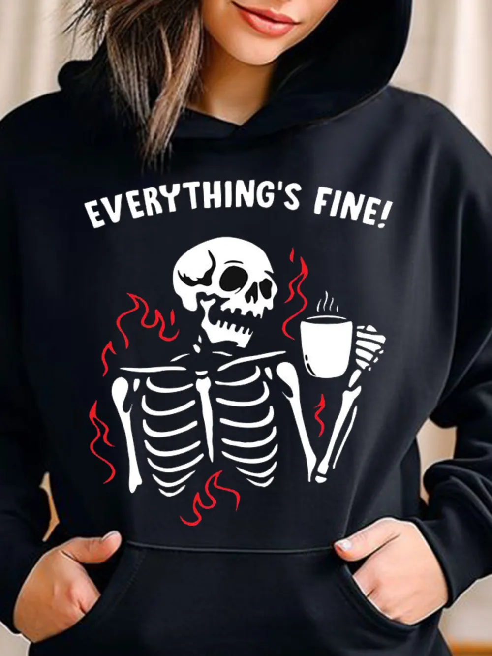 EVERYTHING'S FINE PATTERN PRINTED HOODIE