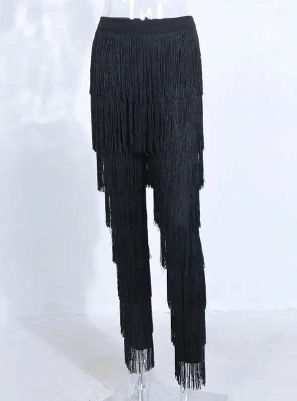 Hip Sexy Slim Tassel Straight Pants