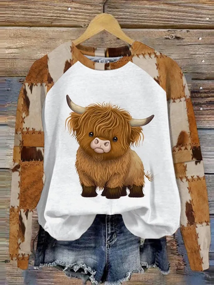 Highland Cow Funny Western Print Sweatshirt