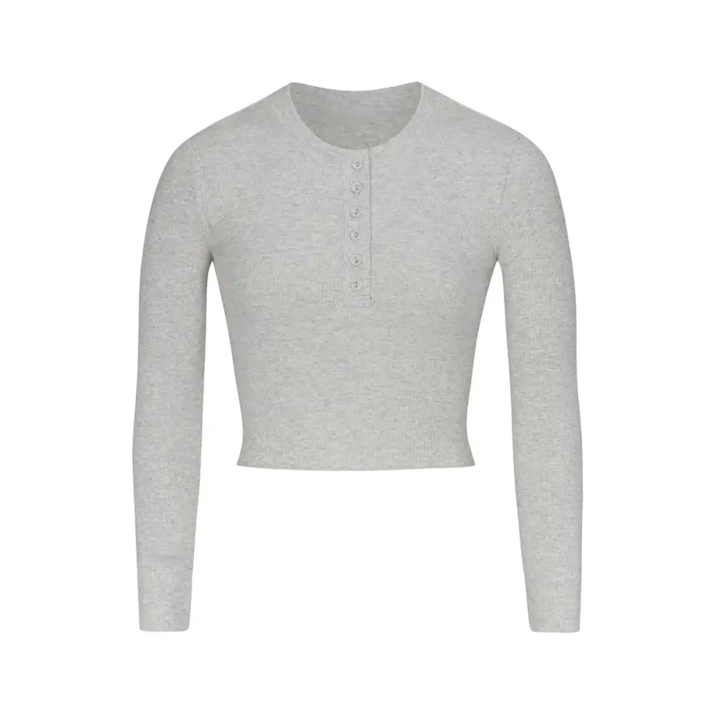 LONG SLEEVE CROP HENLEY