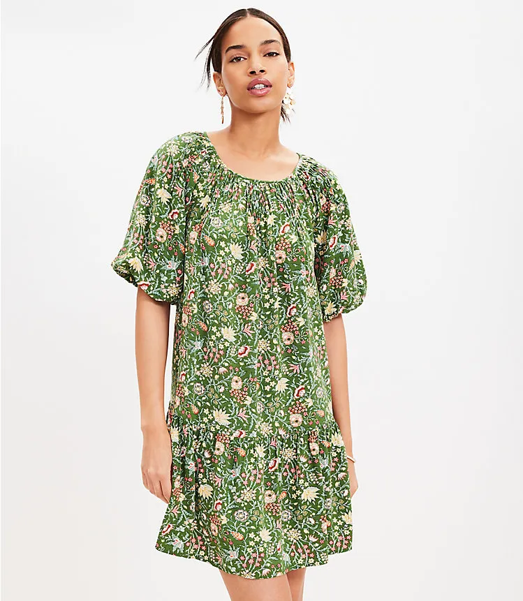 Garden Smocked Pleated Flounce Dress