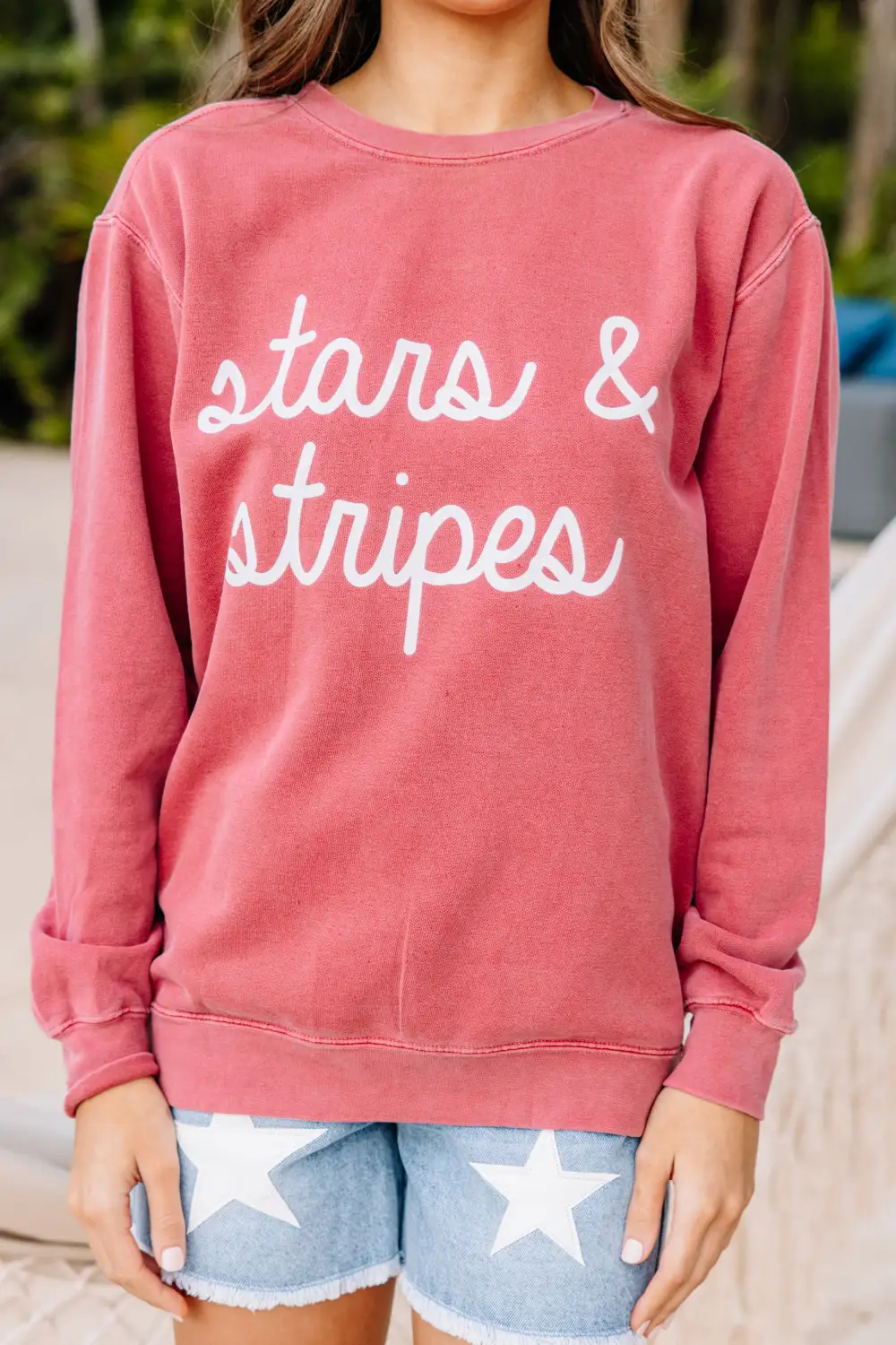 Comfort Colors: Stars & Stripes Crimson Red Graphic Sweatshirt