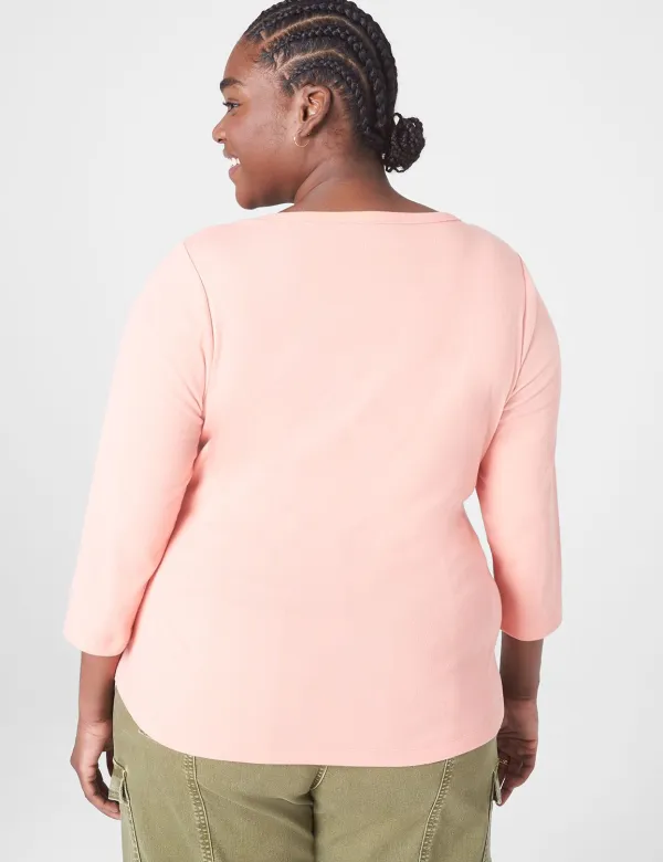 Classic 3/4-Sleeve Scoop-Neck Tee