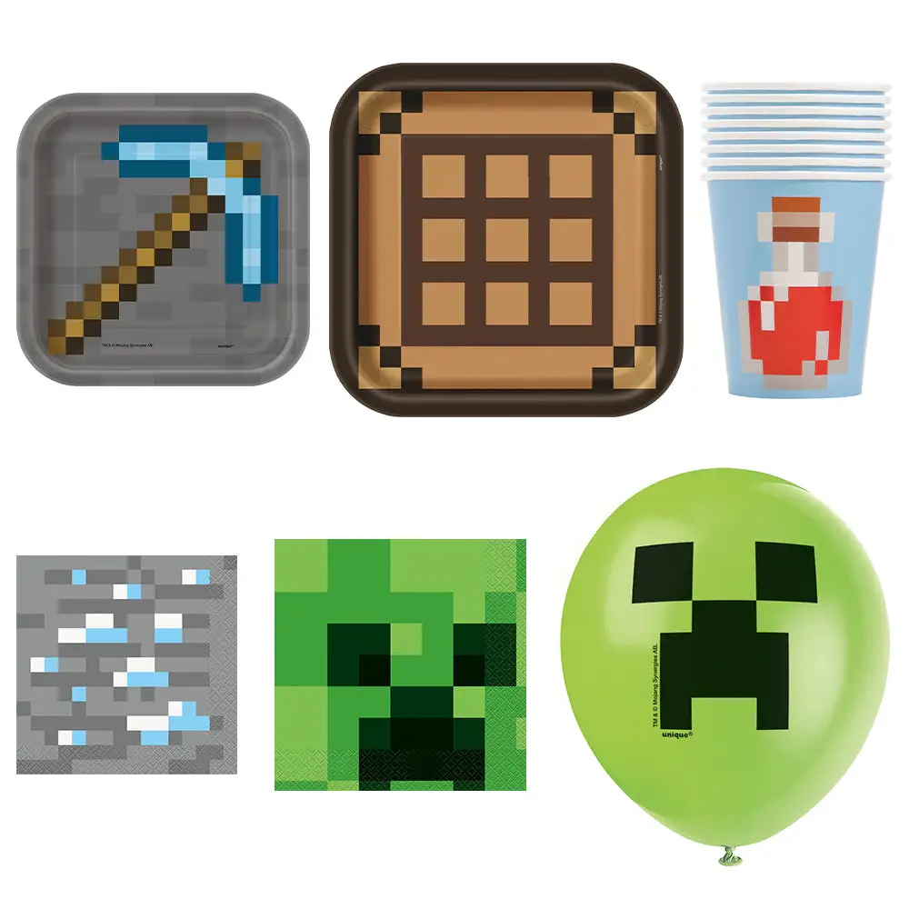 Minecraft Party Supply Bundle for 16 Guests