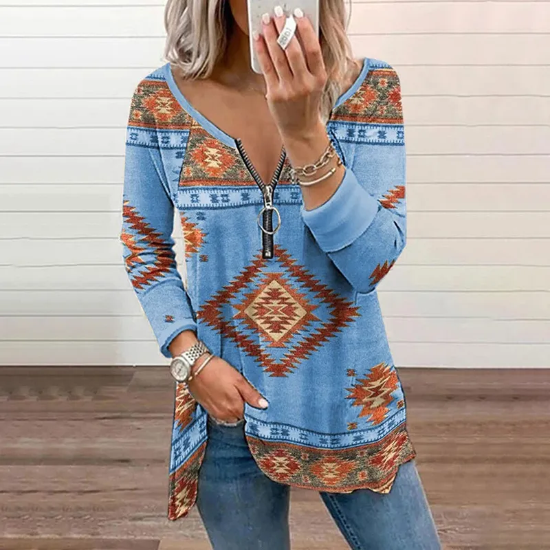 Western Vintage Print Long Sleeve T-Shirt