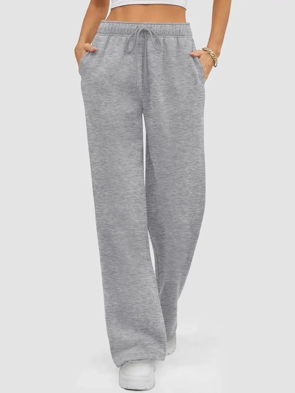 Baggy Sweatpant Fleece Lined Straight Leg Pants