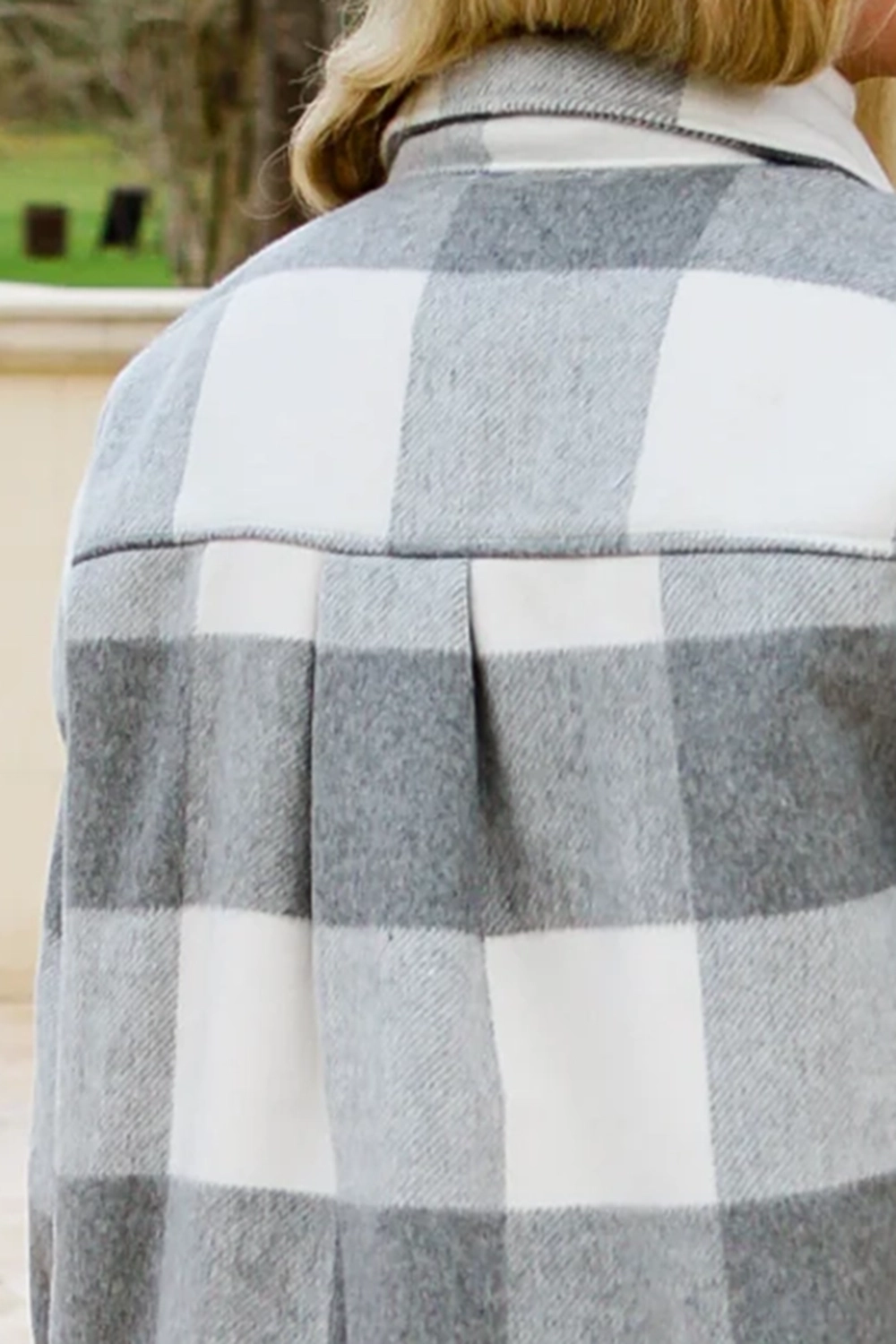 Grey and white checked jacket