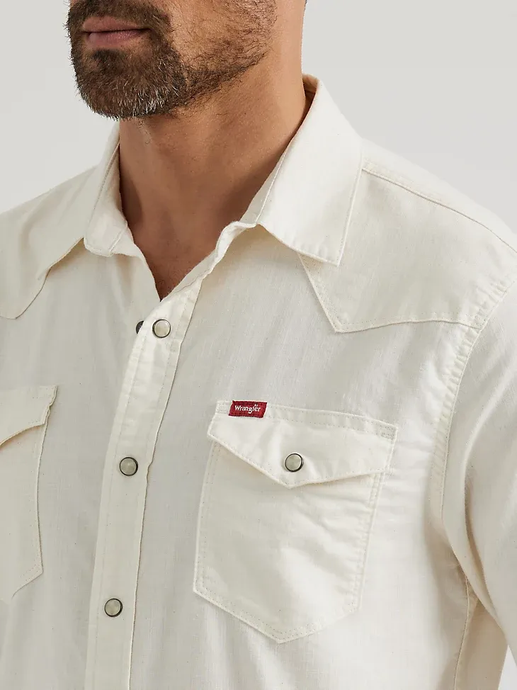 MEN'S COWBOY WASH DENIM SHIRT IN ECRU CREAM