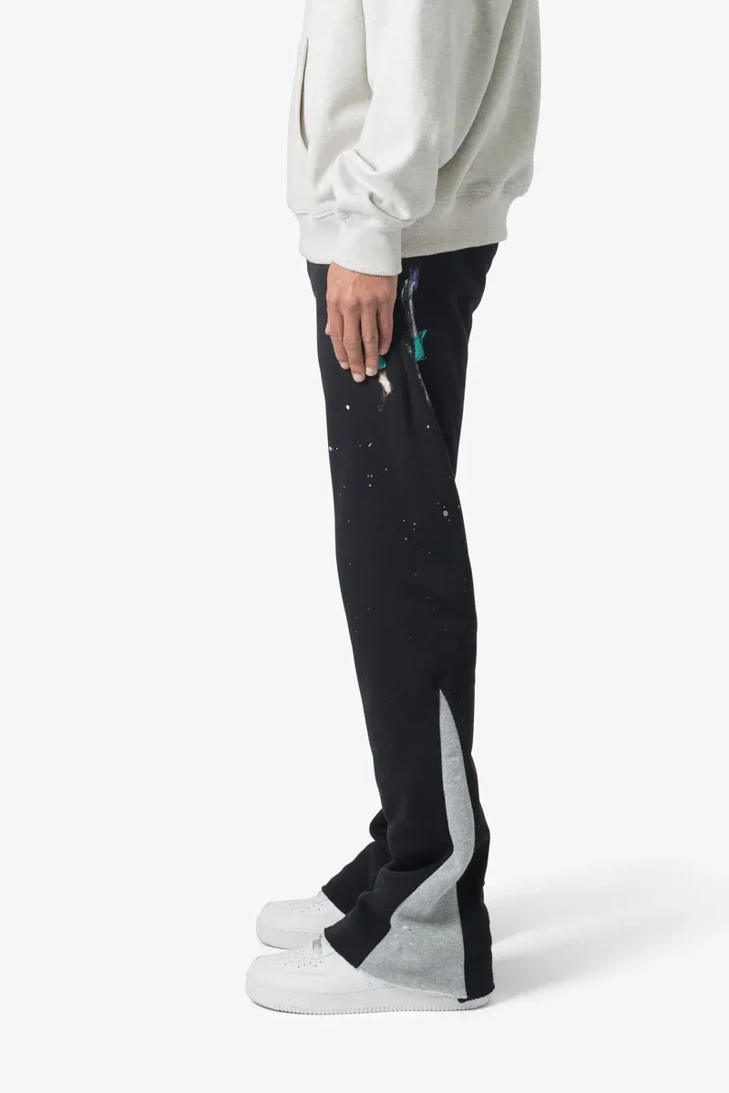 CONTRAST BOOTCUT BLACK SWEATPANTS