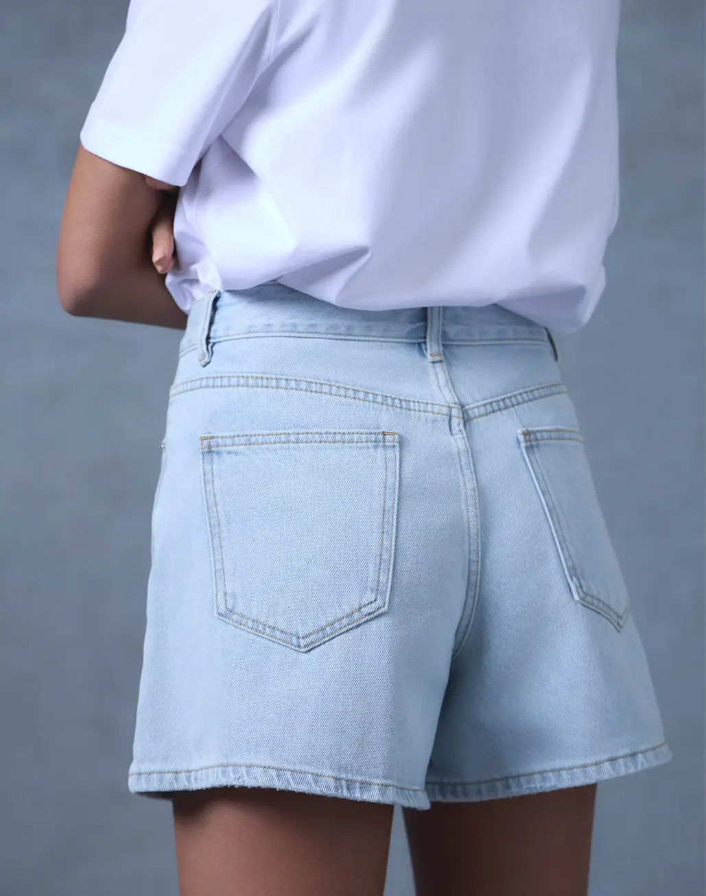 High Rise A Line Denim Short