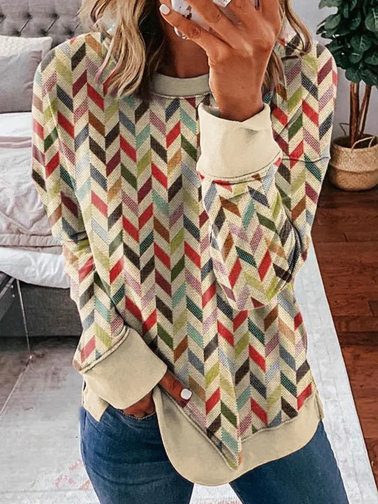 Vintage Chevron Pattern Cozy Sweatshirt