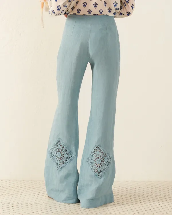 Charlie Aqua Eyelet Pant