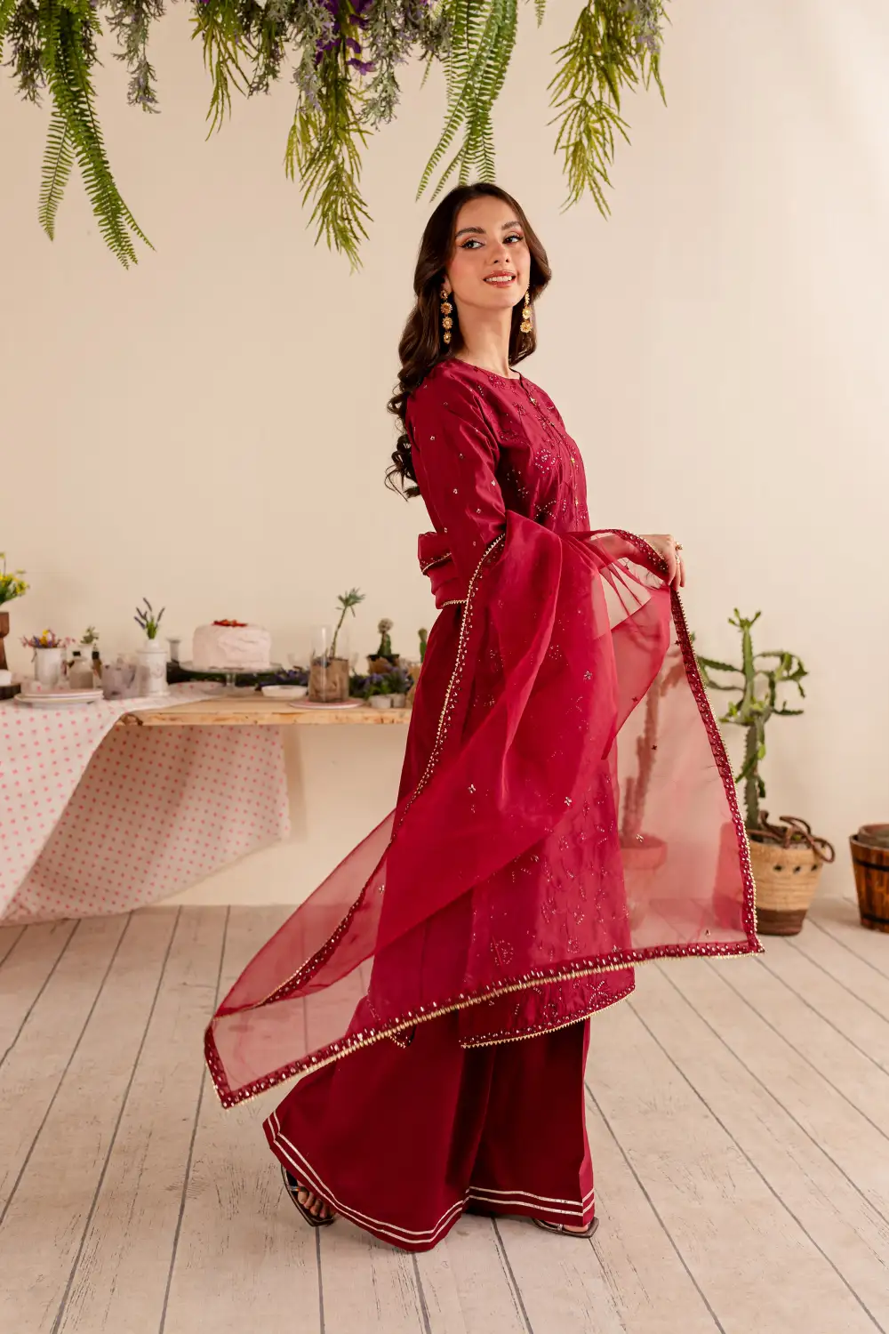 Cherry Gold 3Pc - Embroidered Lawn Dress