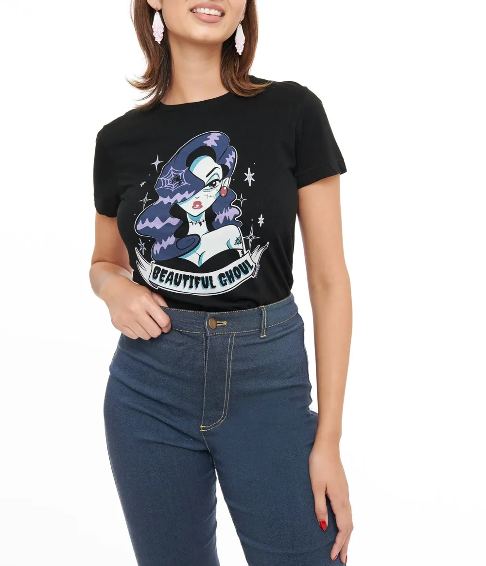 1950s Black Beautiful Ghoul Fitted Graphic Tee