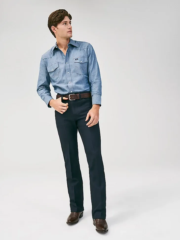 COWBOY CUT® WORK WESTERN RIGID DENIM LONG SLEEVE SHIRT IN RIGID INDIGO