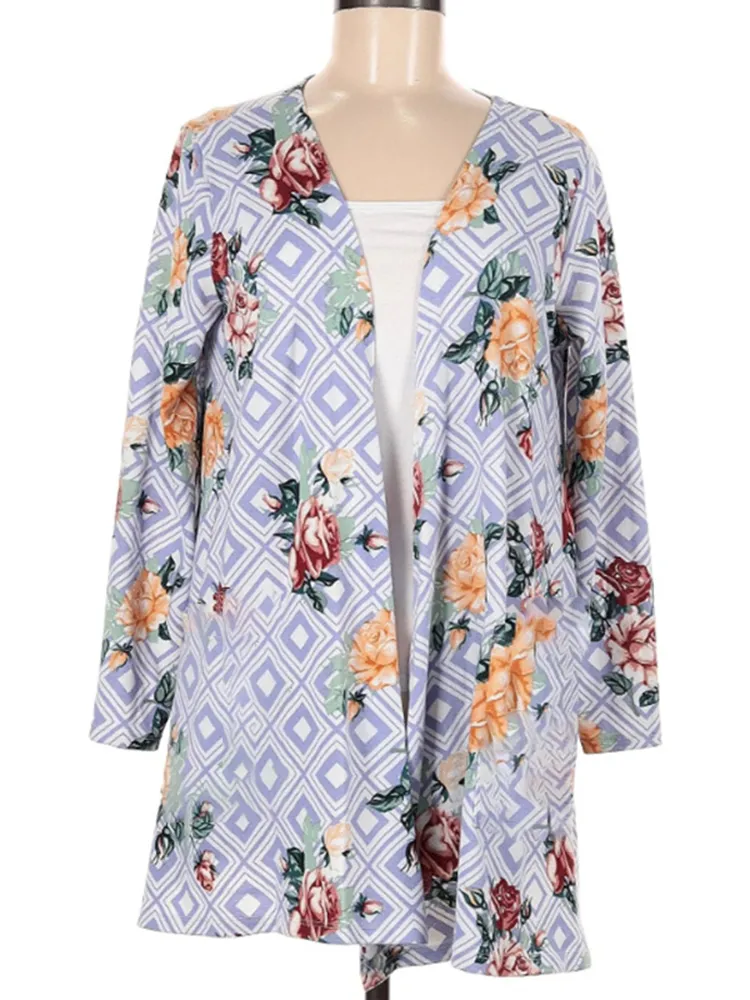 Casual Southwest Ethnic Floral Women'S Cardigan