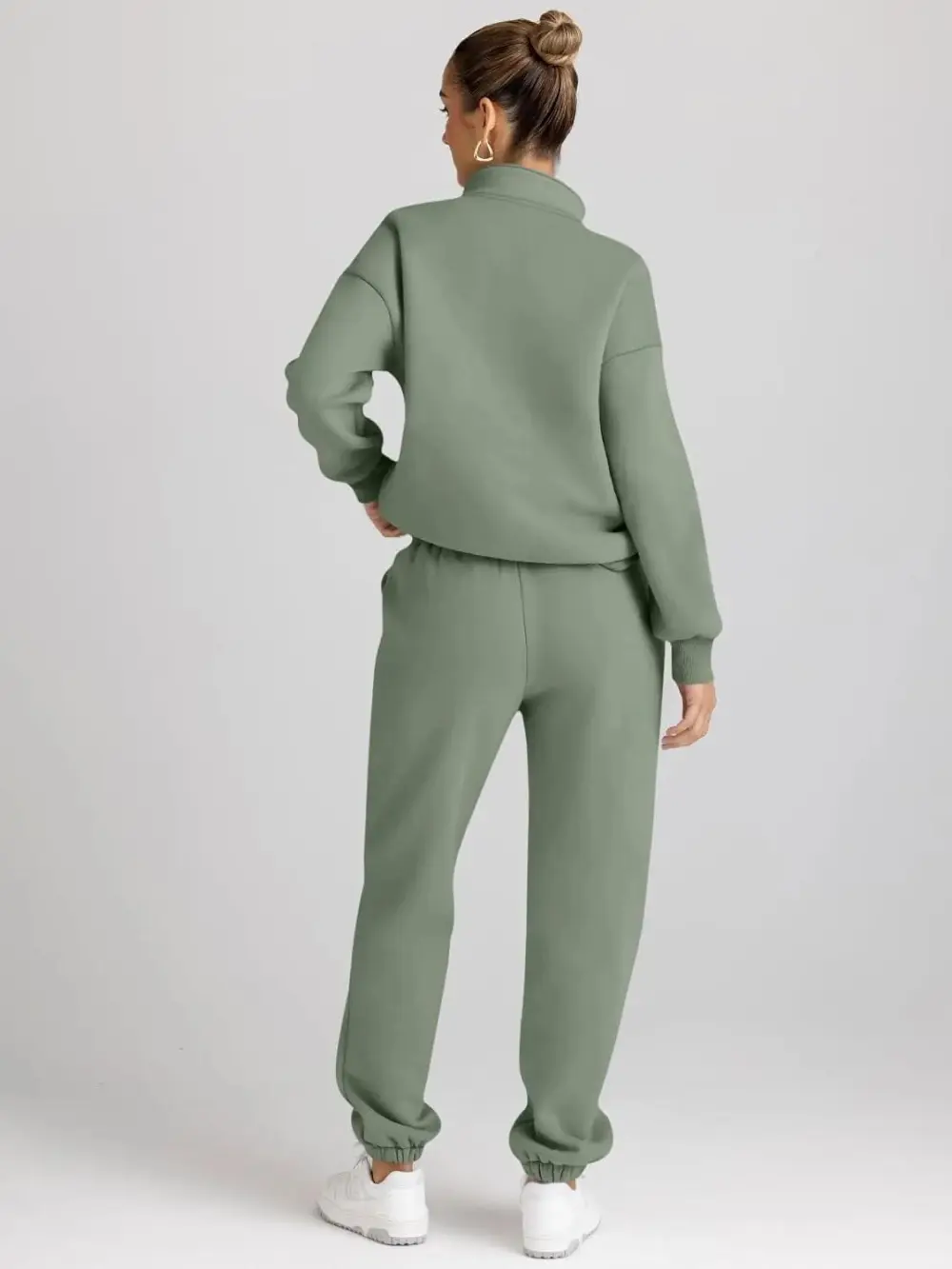 2 Piece Sweatsuits Long Sleeve Half Zip Pullover and Baggy Sweatpants