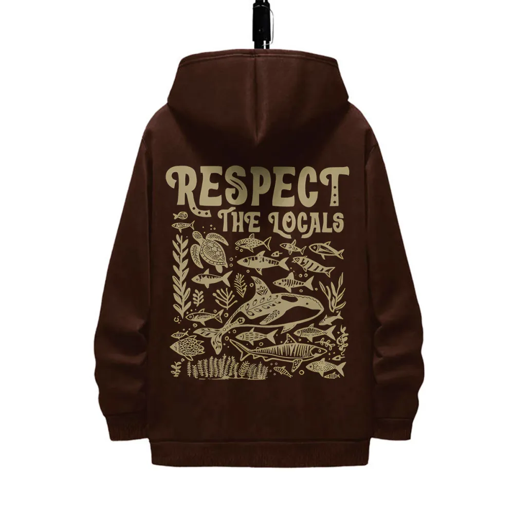 RESPECT THE LOCALS PATTERN PRINTED HOODIE