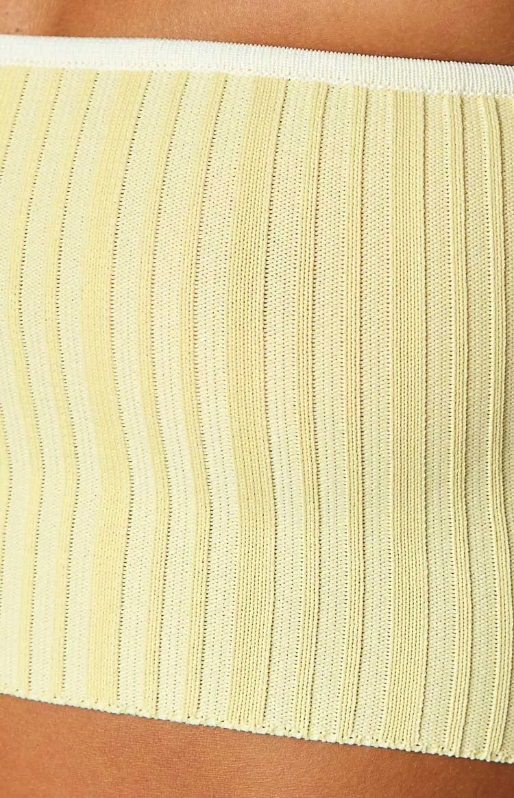 Pia Yellow Contrast Bind Knit Tube Top