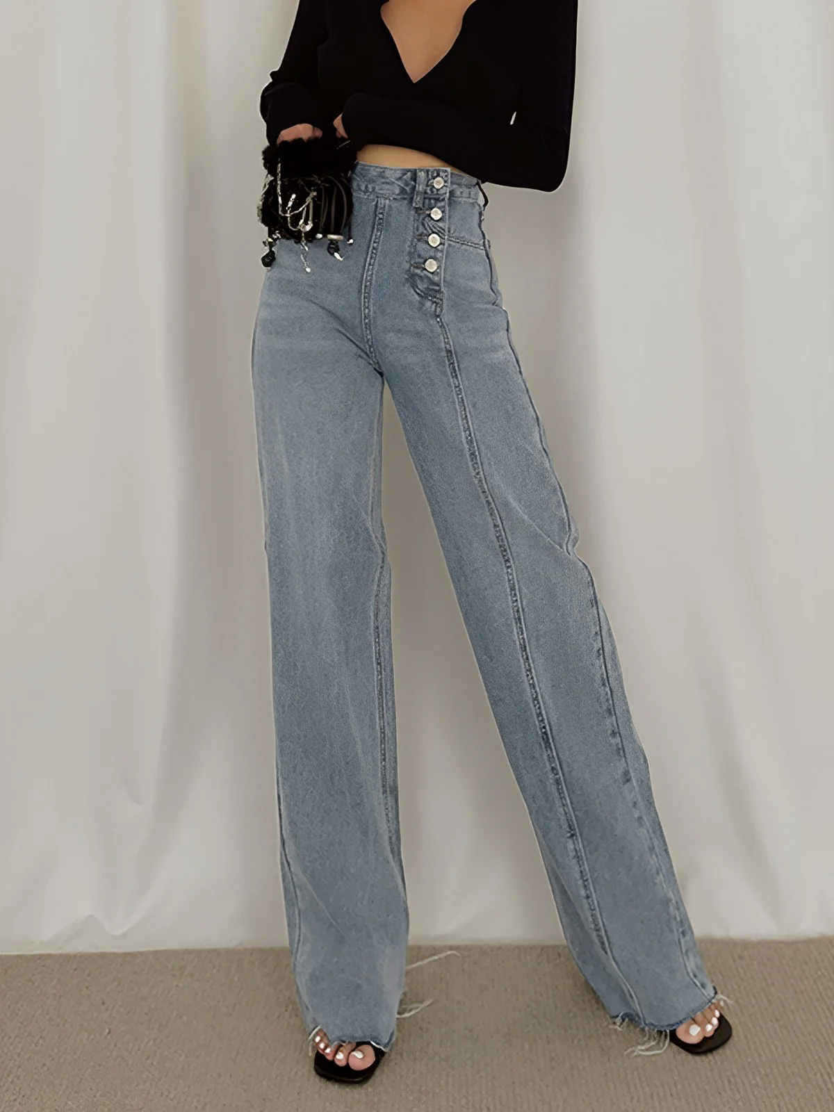 Utility Denim Straight Leg Jeans