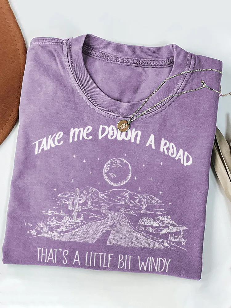 Take Me Down A Road Print Short Sleeve T-Shirt