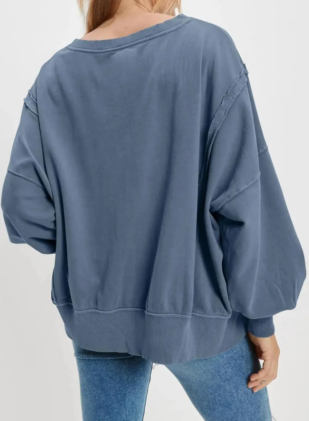 Oversized Reverse Seam Sweatshirt Long Sleeve Crewneck Pullover