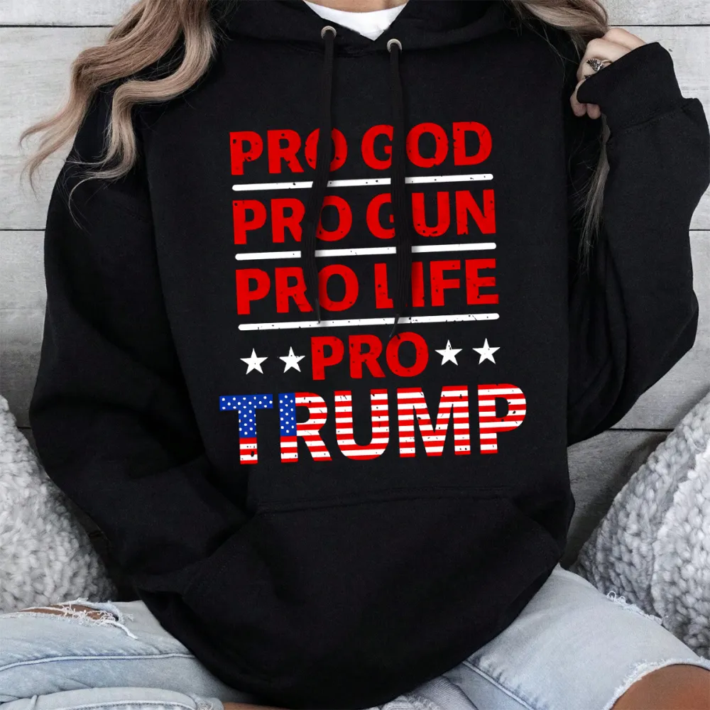 PRO GOD PRO LIFE PATTERN PRINTED HOODIE