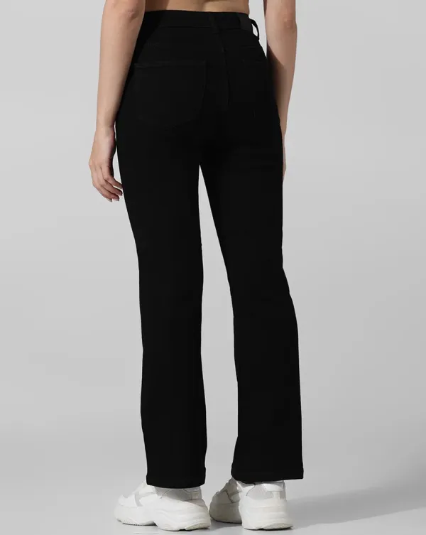 Black High Rise Flared Jeans