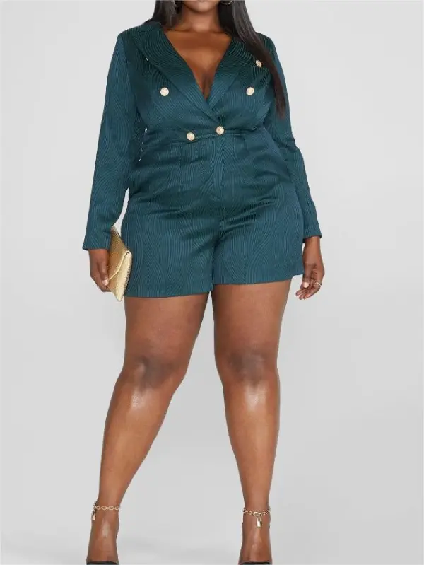 Kira Textured Double Breasted Romper