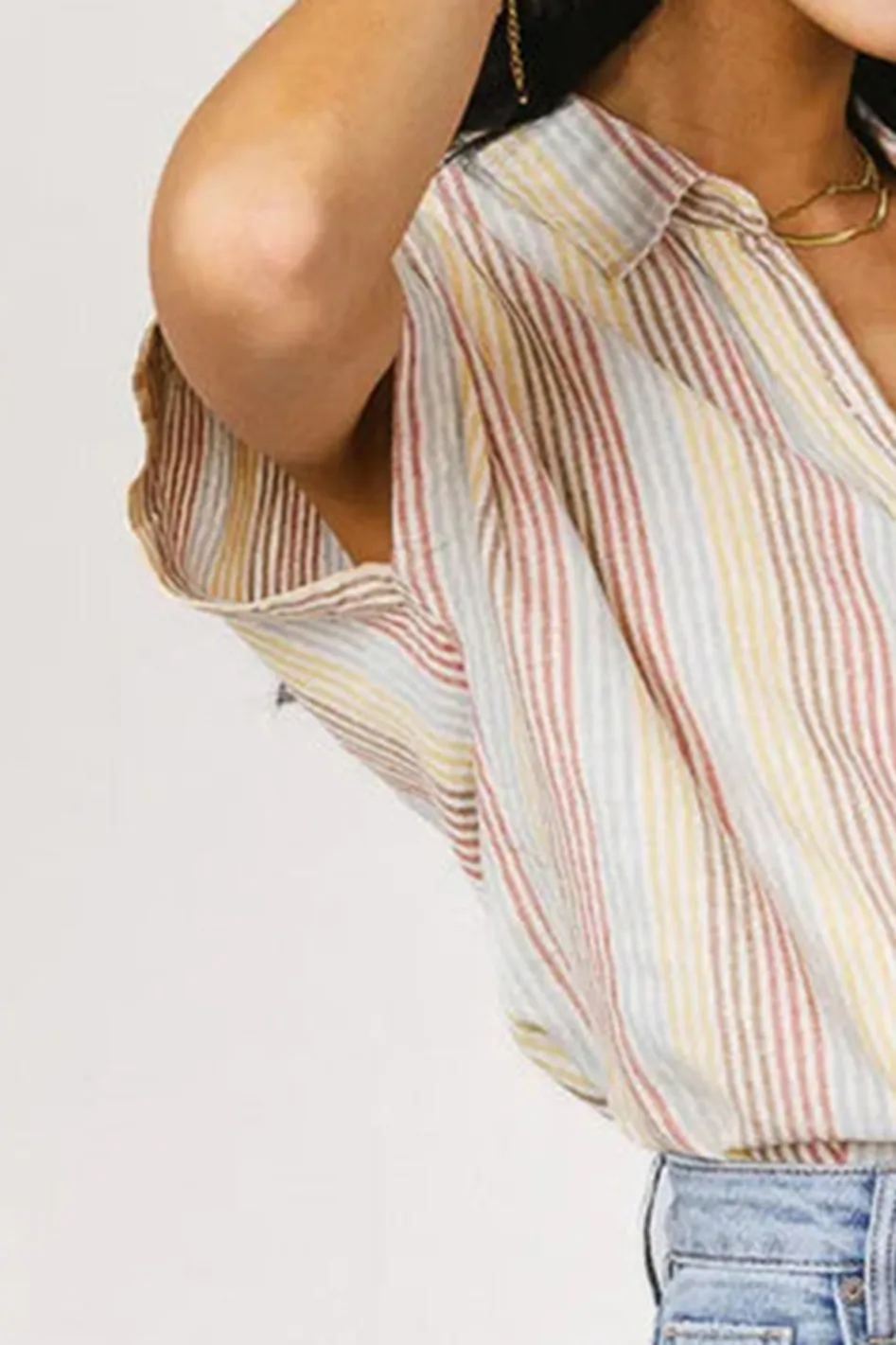 IMOGEN STRIPED BUTTON UP